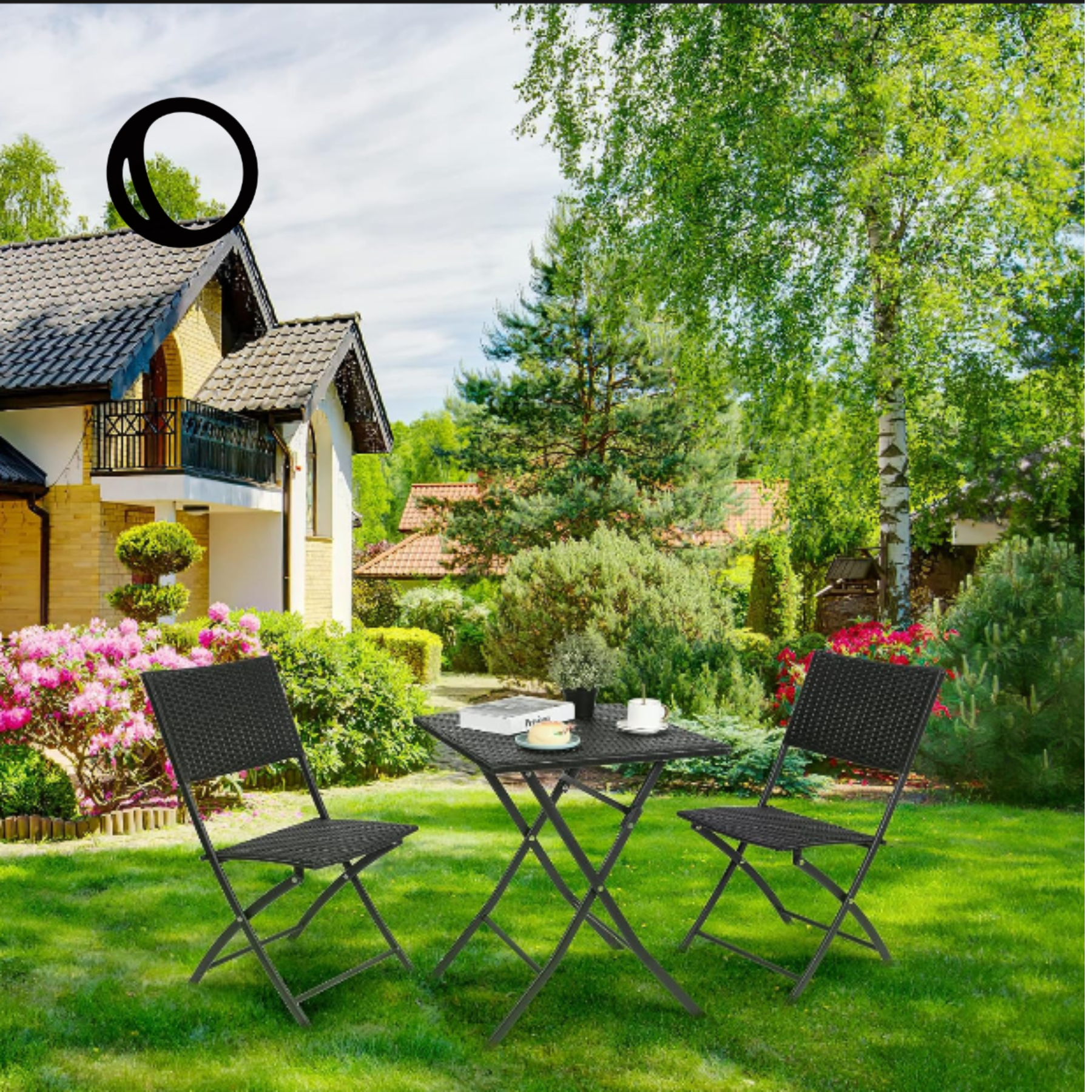 ComfyCorner CP001 Rattan Patio Bistro Set, Black – My Store