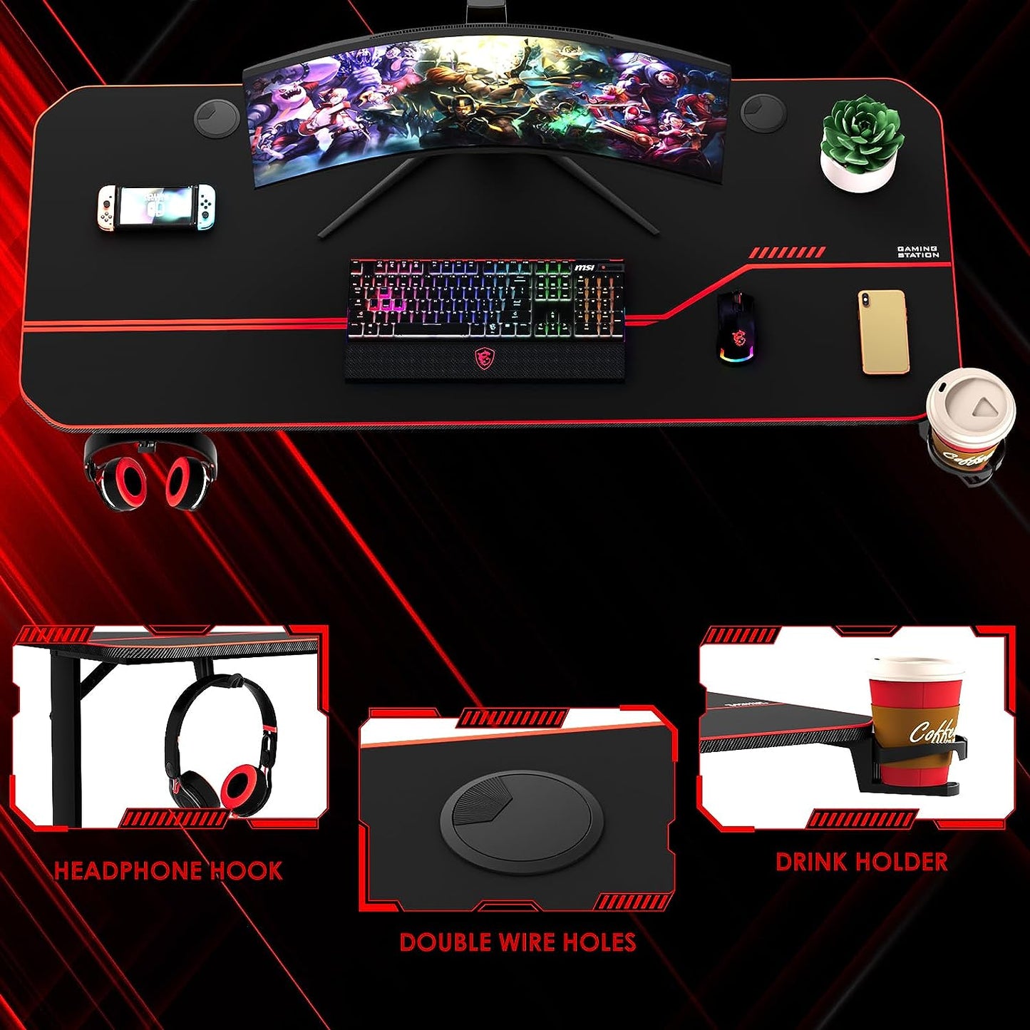 ComfyCorner CP003 T-Shaped Gaming Desk