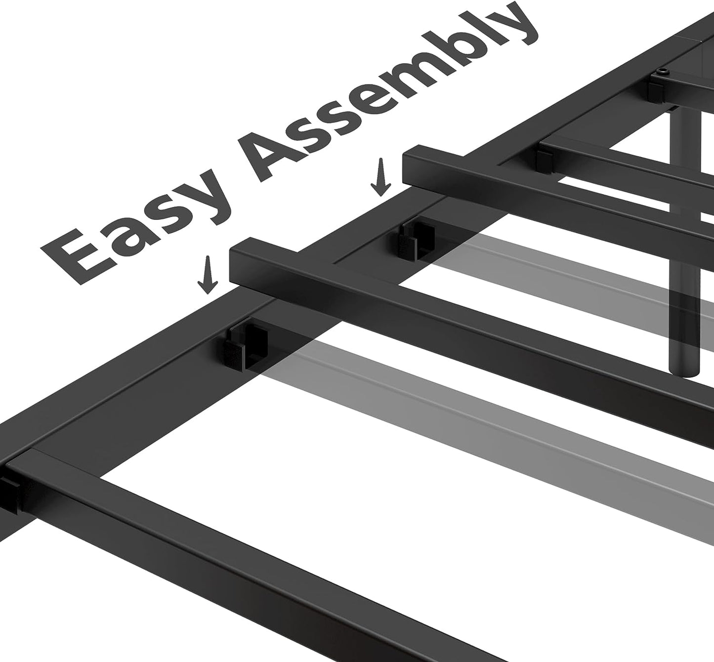 ComfyCorner Bed Frame, Industrial Platform Bed with Headboard and Footboard,Noise-Free, No Box Spring Needed