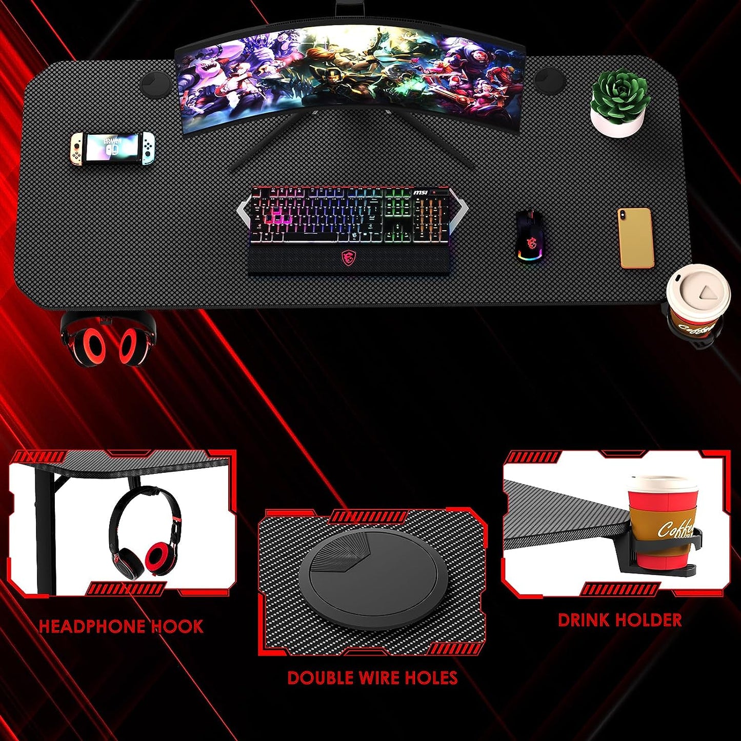 ComfyCorner CP003 T-Shaped Gaming Desk
