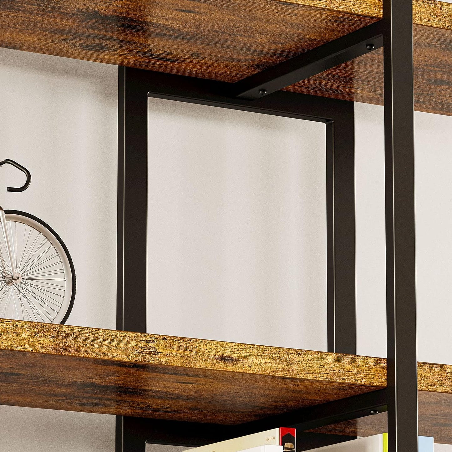 ComfyCorner Industrial Bookshelf 5 Tiers, Large Open Etagere Shelves, 71.2" H x 53.1" L